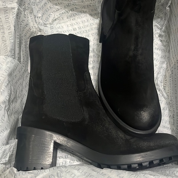 Emanuele Castro Women’s Made In Italy Suede Leather Chelsea Booties, Black